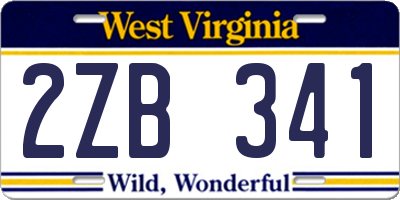 WV license plate 2ZB341