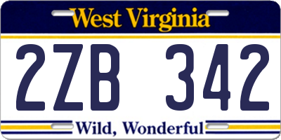 WV license plate 2ZB342