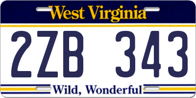 WV license plate 2ZB343