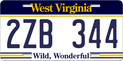 WV license plate 2ZB344