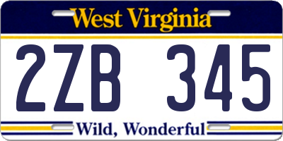WV license plate 2ZB345