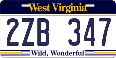 WV license plate 2ZB347
