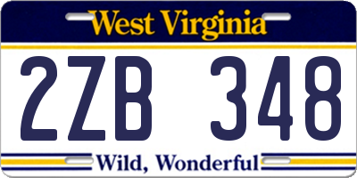 WV license plate 2ZB348