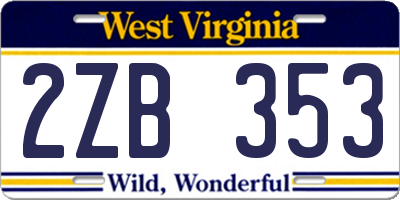 WV license plate 2ZB353