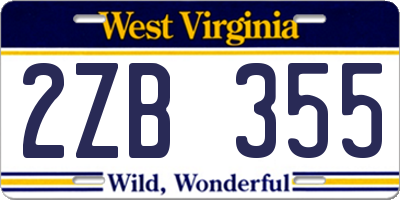 WV license plate 2ZB355