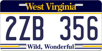 WV license plate 2ZB356