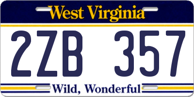 WV license plate 2ZB357