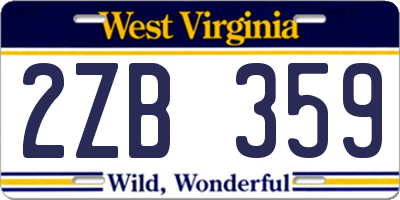 WV license plate 2ZB359