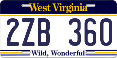WV license plate 2ZB360