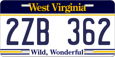 WV license plate 2ZB362