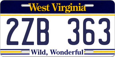WV license plate 2ZB363