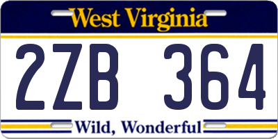 WV license plate 2ZB364