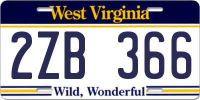 WV license plate 2ZB366