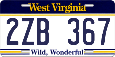WV license plate 2ZB367