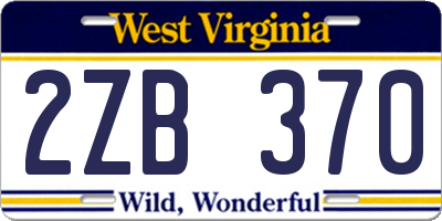 WV license plate 2ZB370