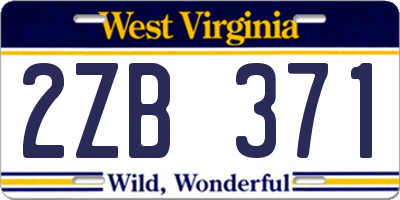 WV license plate 2ZB371
