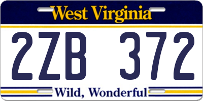 WV license plate 2ZB372