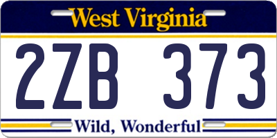 WV license plate 2ZB373