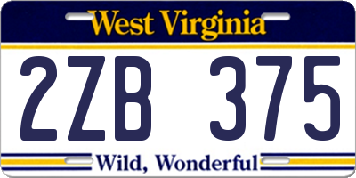 WV license plate 2ZB375