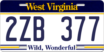 WV license plate 2ZB377