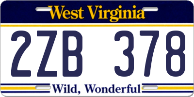 WV license plate 2ZB378