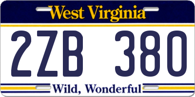 WV license plate 2ZB380
