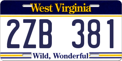 WV license plate 2ZB381