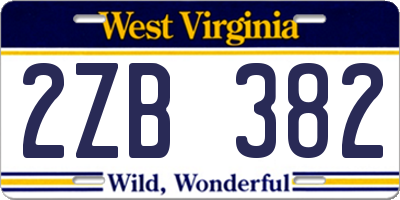 WV license plate 2ZB382
