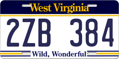 WV license plate 2ZB384