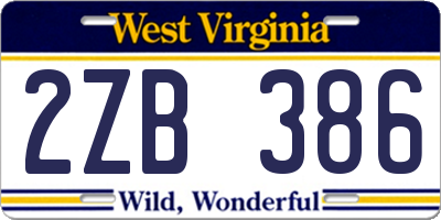 WV license plate 2ZB386