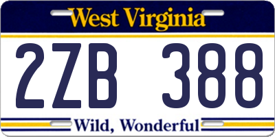 WV license plate 2ZB388