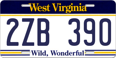 WV license plate 2ZB390