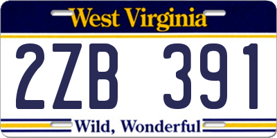 WV license plate 2ZB391