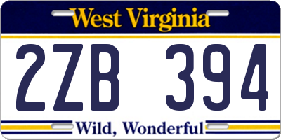 WV license plate 2ZB394