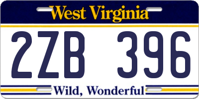 WV license plate 2ZB396