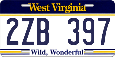 WV license plate 2ZB397