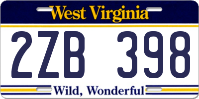 WV license plate 2ZB398