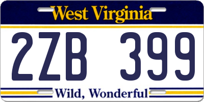 WV license plate 2ZB399