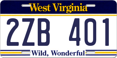 WV license plate 2ZB401