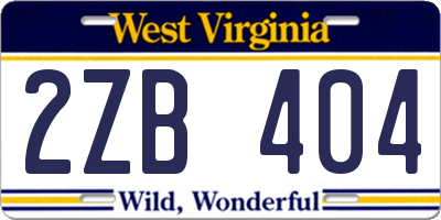 WV license plate 2ZB404