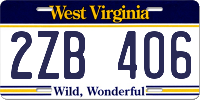 WV license plate 2ZB406