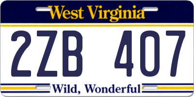 WV license plate 2ZB407