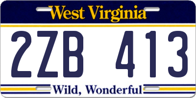 WV license plate 2ZB413