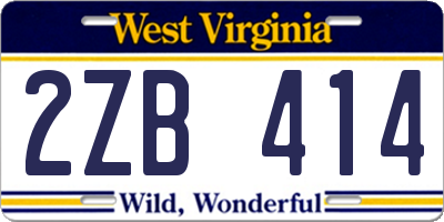 WV license plate 2ZB414