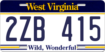 WV license plate 2ZB415