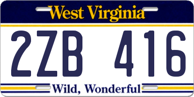 WV license plate 2ZB416