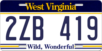 WV license plate 2ZB419