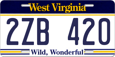 WV license plate 2ZB420