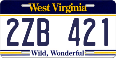 WV license plate 2ZB421