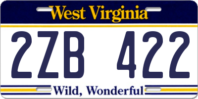 WV license plate 2ZB422